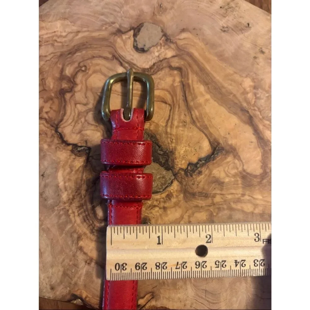 Vintage Coach Red Leather Belt with Brass Buckle